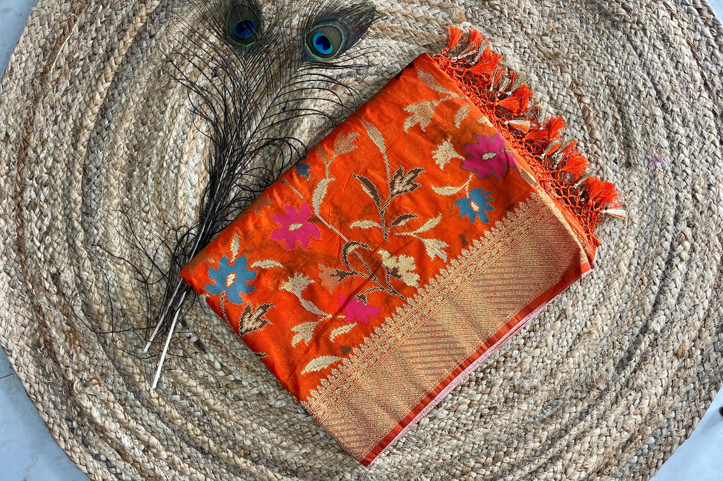 Banarasi silk saree - Orange