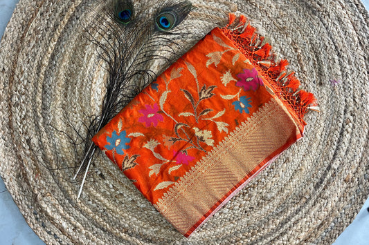 Banarasi silk saree - Orange
