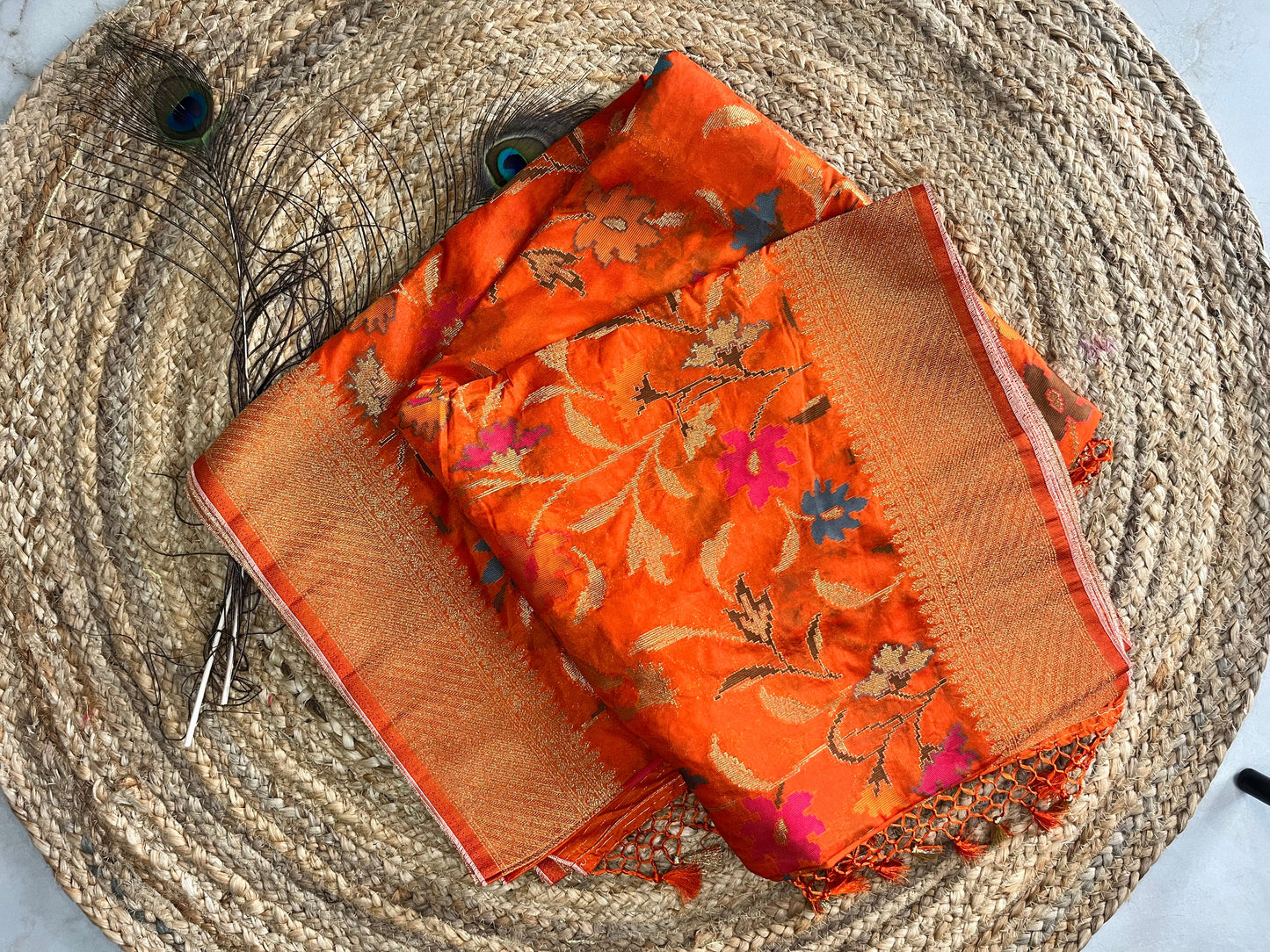 Banarasi silk saree - Orange