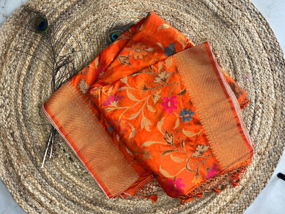 Banarasi silk saree - Orange