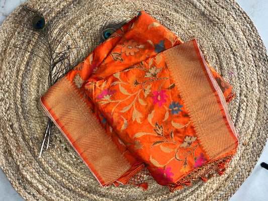 Banarasi silk saree - Orange