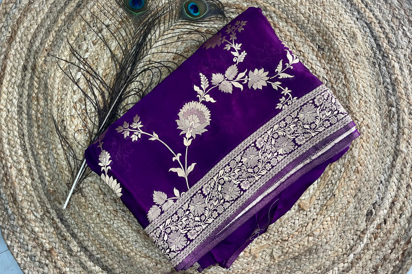 Banarasi soft mashru silk saree - Purple