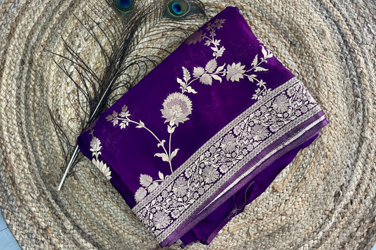 Banarasi soft mashru silk saree - Purple