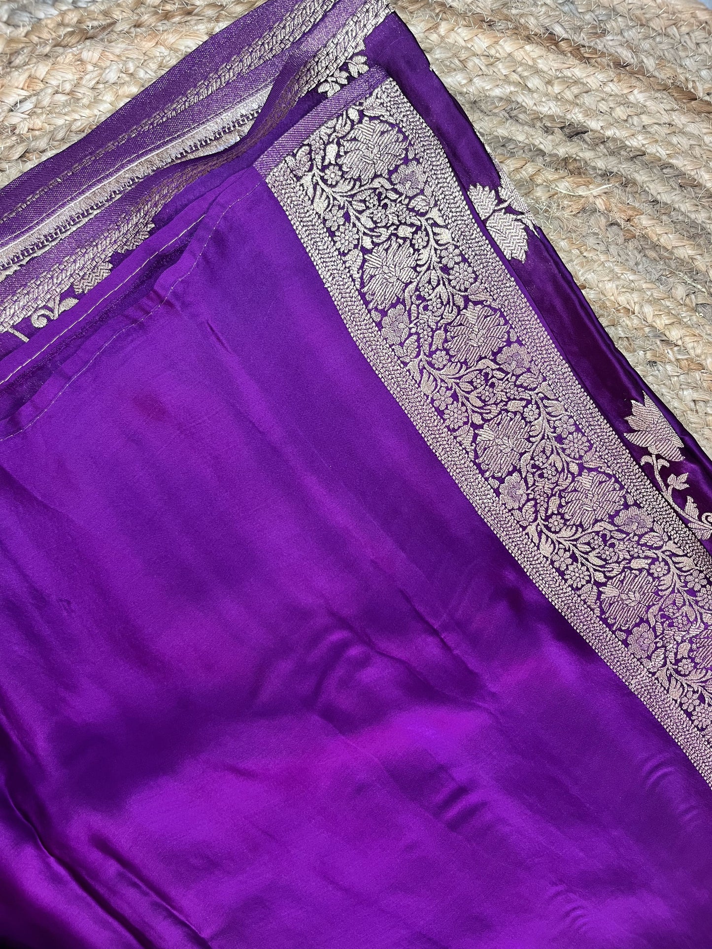 Banarasi soft mashru silk saree - Purple