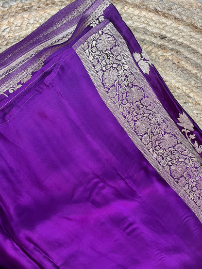 Banarasi soft mashru silk saree - Purple