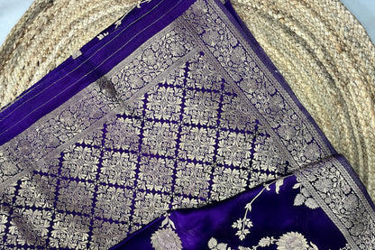 Banarasi soft mashru silk saree - Bluish purple