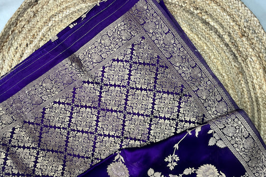 Banarasi soft mashru silk saree - Bluish purple