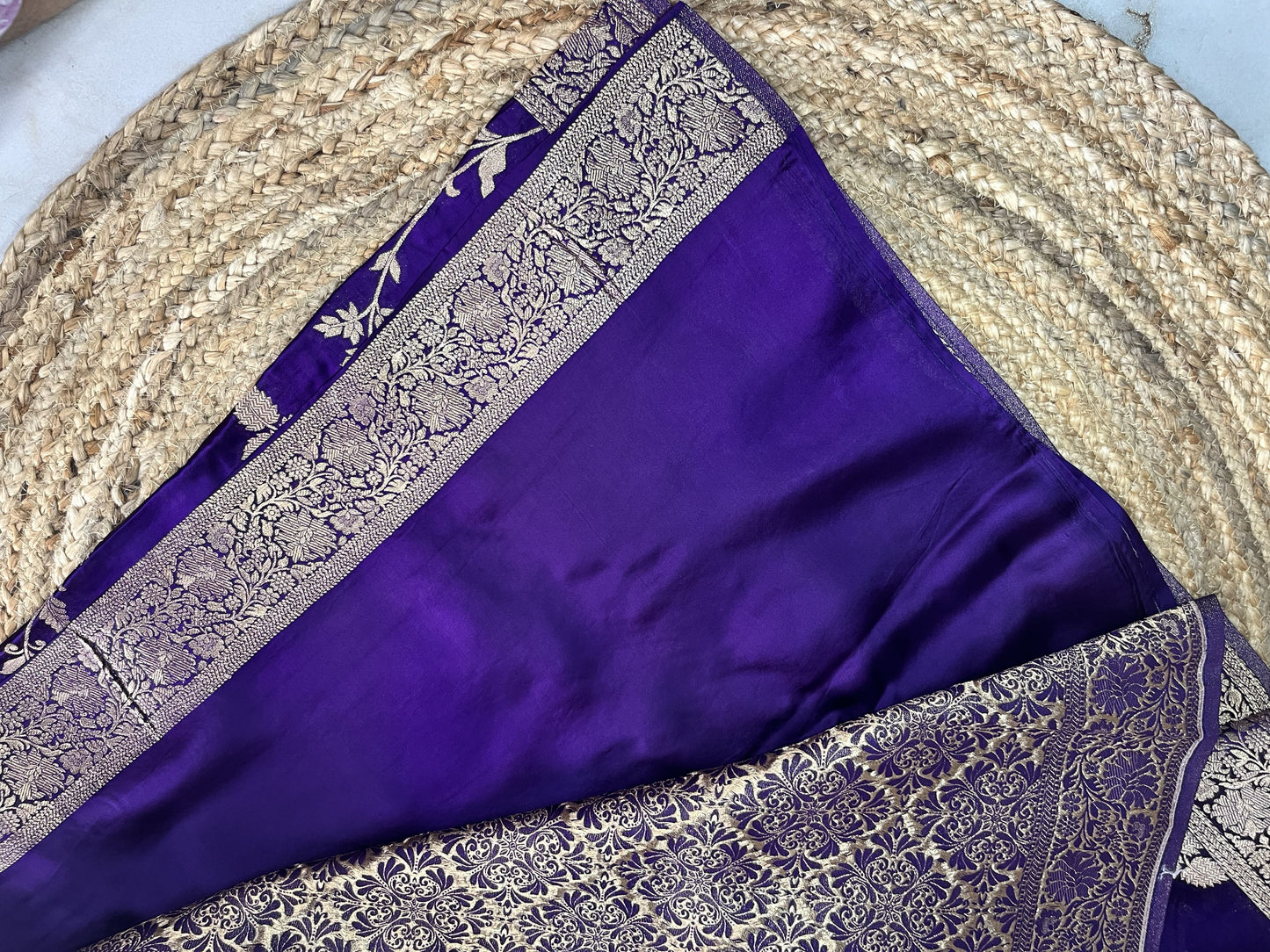 Banarasi soft mashru silk saree - Bluish purple