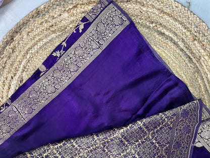 Banarasi soft mashru silk saree - Bluish purple