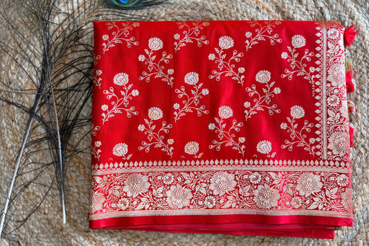 Banarasi soft kattan silk saree - Red