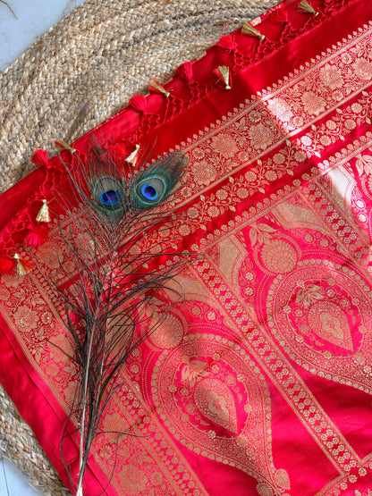 Banarasi soft kattan silk saree - Red