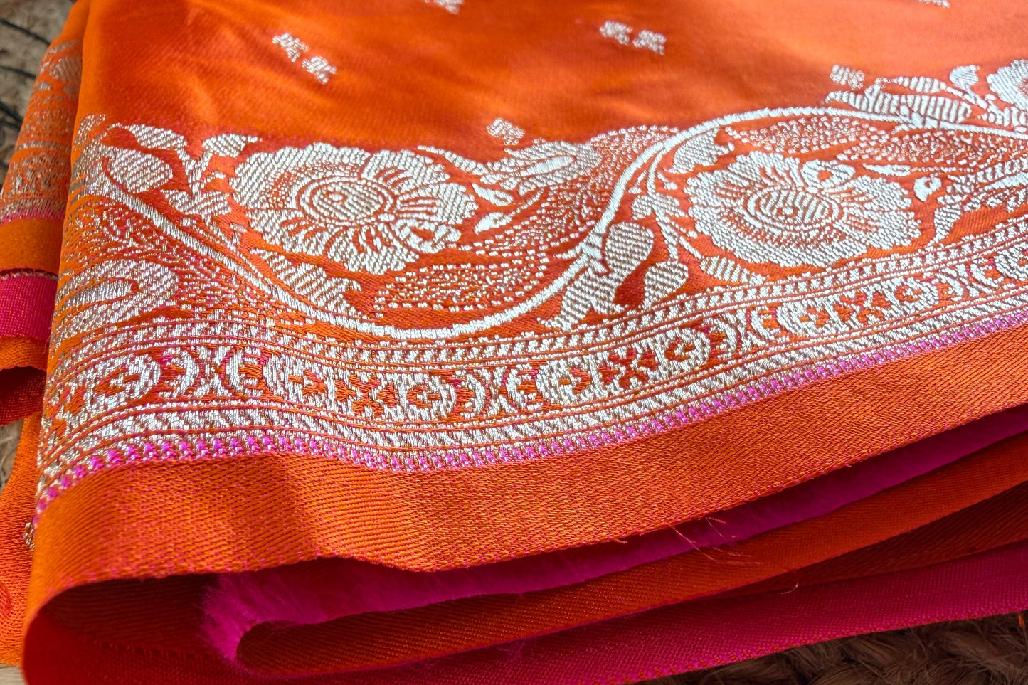 Banarasi soft mashru silk saree - orange
