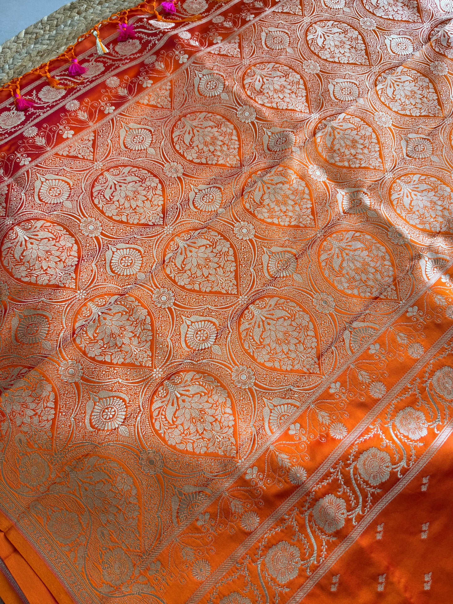 Banarasi soft mashru silk saree - orange