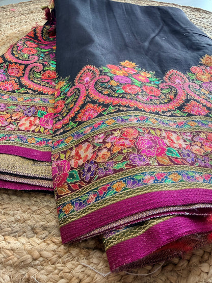 Banarasi soft kanni silk saree - Black with Multicolor weave