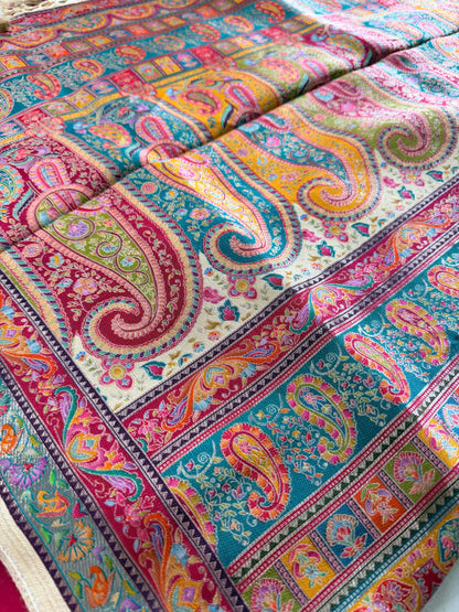 Banarasi soft kanni silk saree - off white with Multicolor weave (Copy)