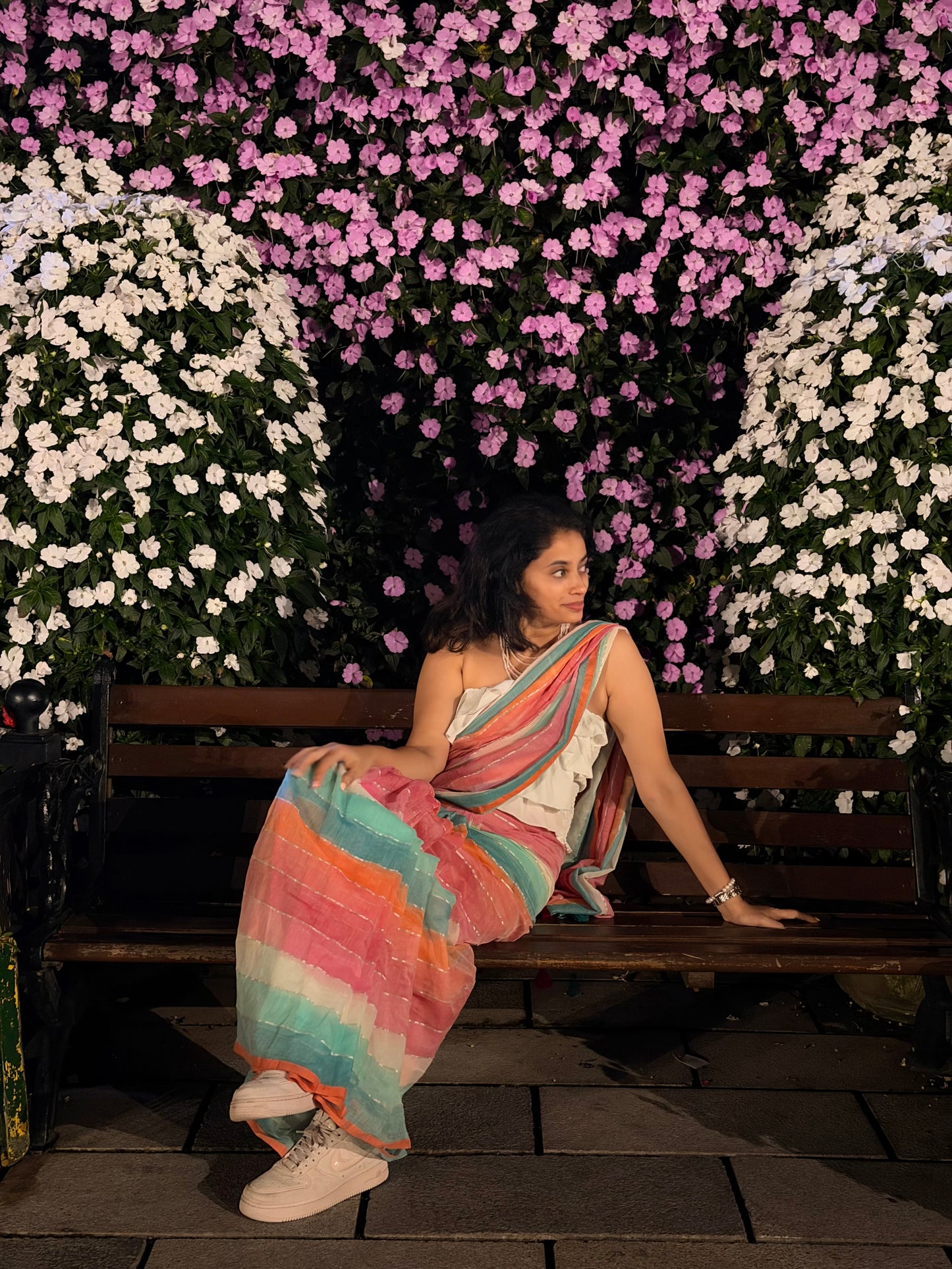 Rainbow- pastel mul cotton saree