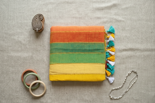 Aam - striped mul cotton saree