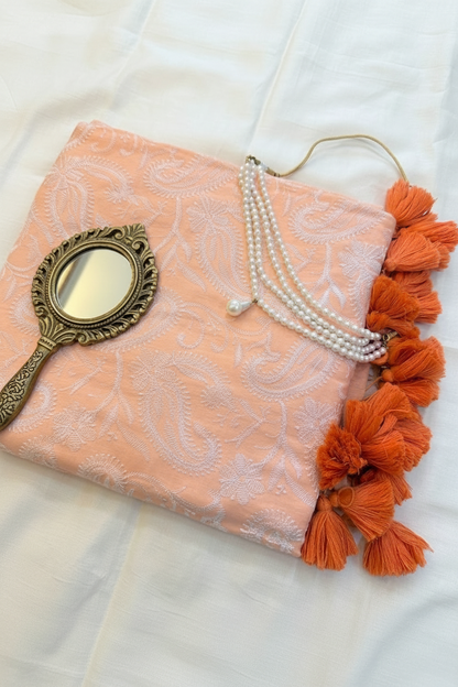 Peachy - Pure Mul chikankari embroidery