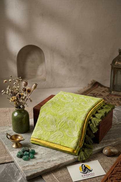 Nimbu - Pure Mul chikankari embroidery