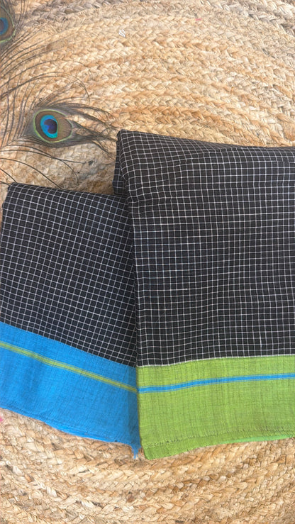 Ganga - Pure handloom patteda anchu blue and green