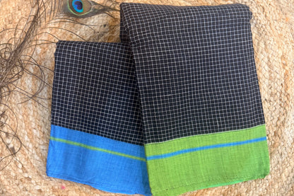 Ganga - Pure handloom patteda anchu blue and green