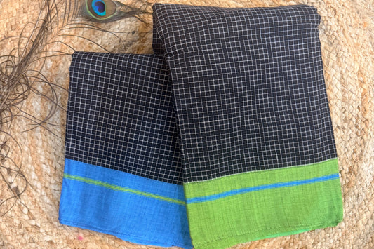 Ganga - Pure handloom patteda anchu blue and green
