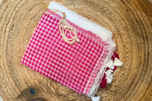 Checkmate-Gingham Rose pink lace