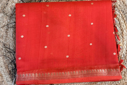 Nakshatra - Pure Kora Organza Banarasi Kadwa handwoven saree(Rust Orange)
