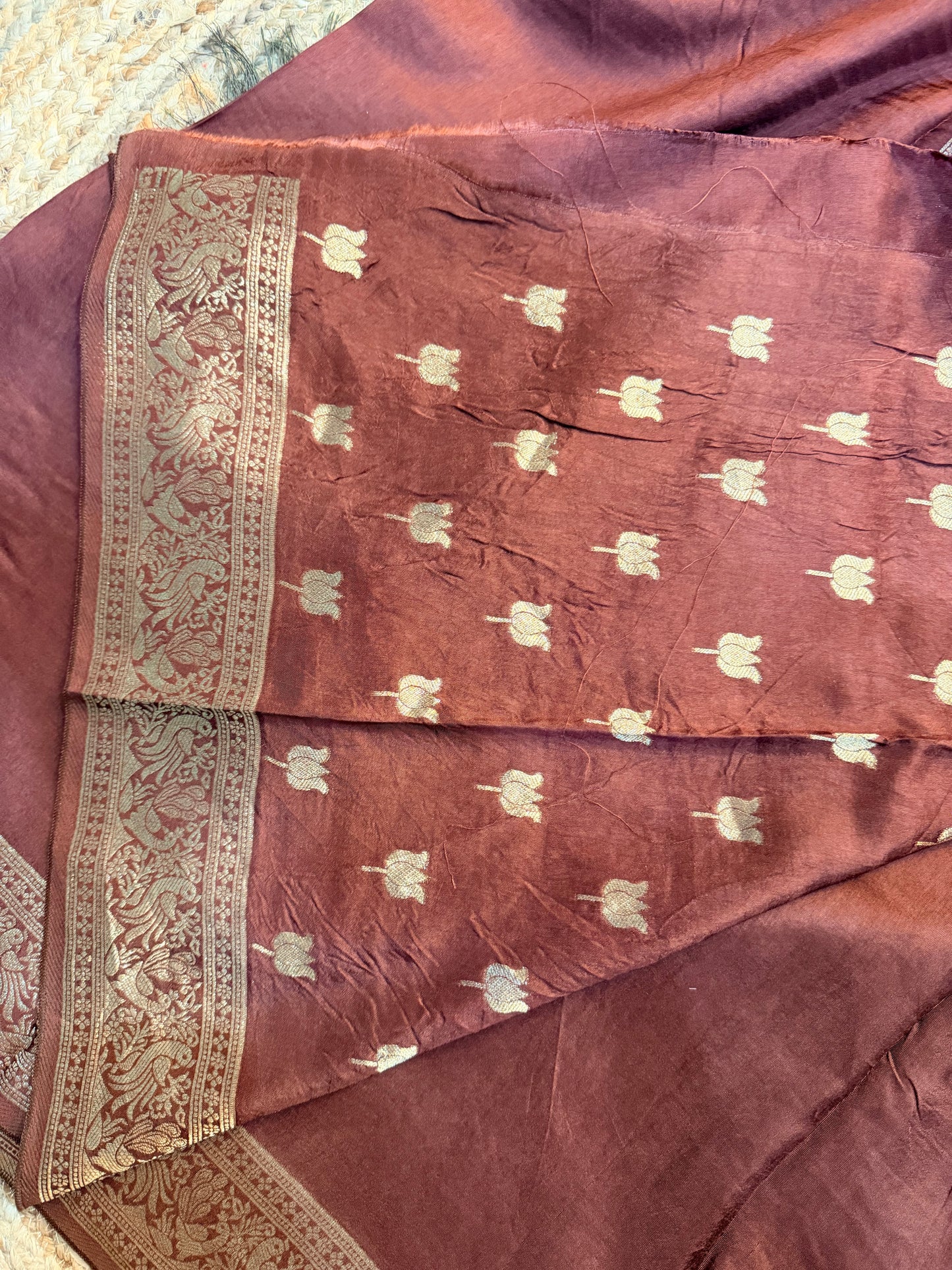 Bhoomi - Brown color pure dola silk saree