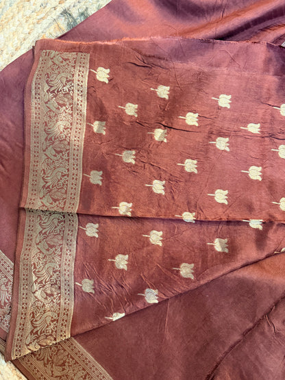 Bhoomi - Brown color pure dola silk saree