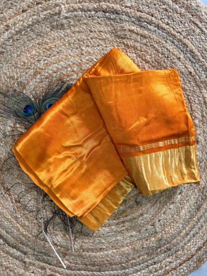 Orange pure modal silk saree