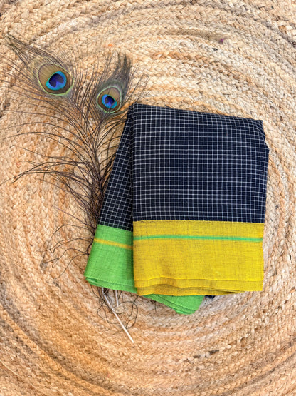 Ganga - Pure handloom patteda anchu yellow and green