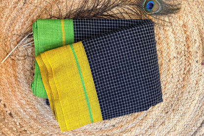 Ganga - Pure handloom patteda anchu yellow and green