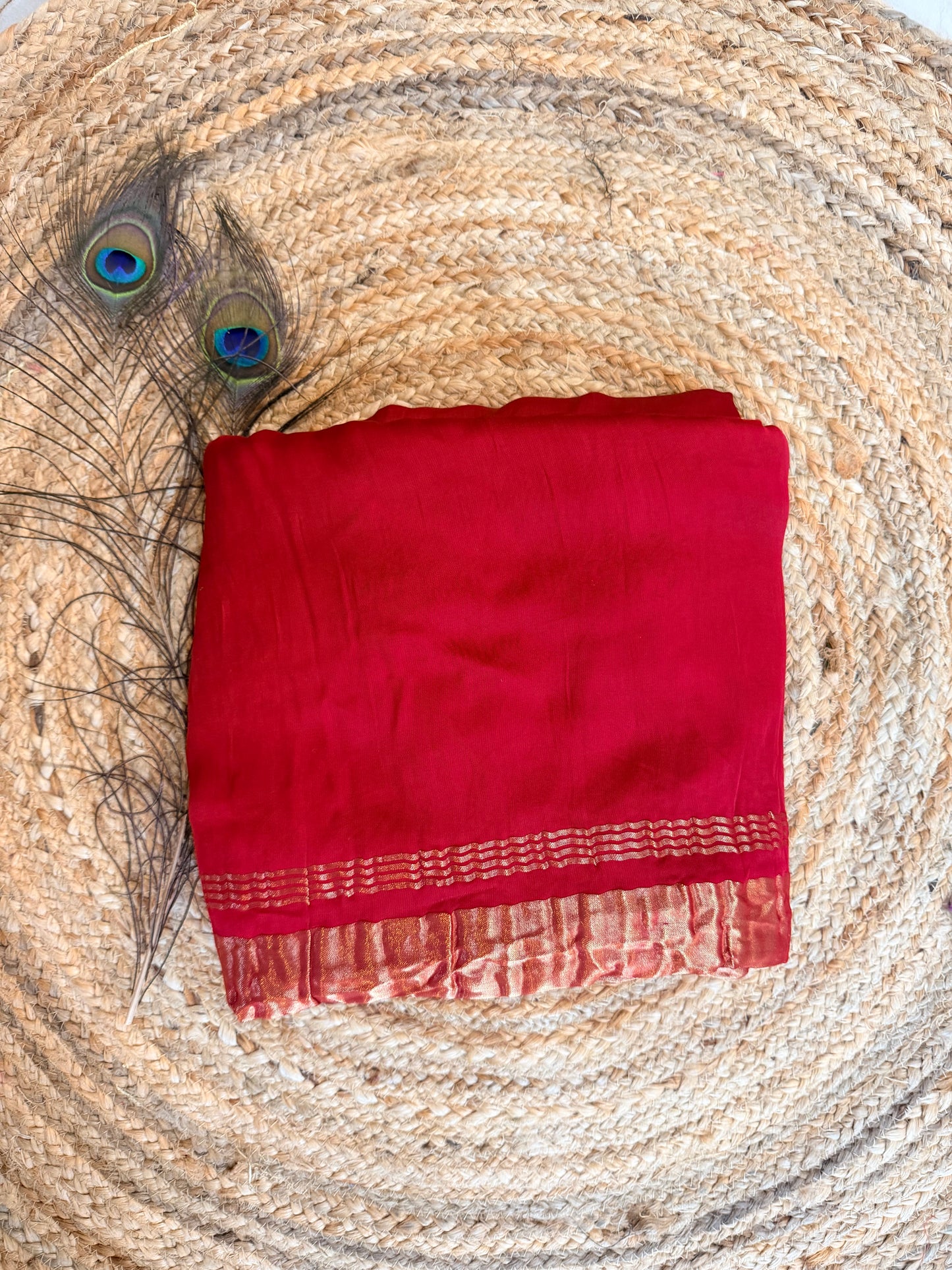 Ruby Red pure modal silk saree