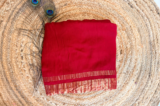 Ruby Red pure modal silk saree