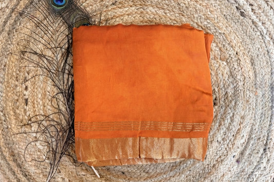 Rust orange pure modal silk saree