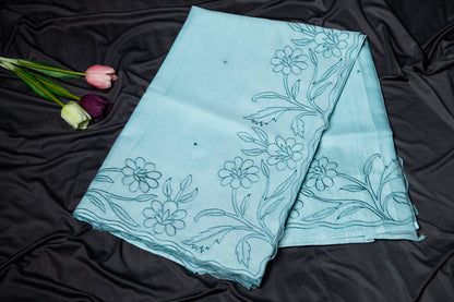Pure Kota applique cut work saree - blue