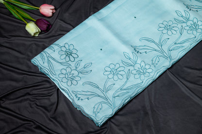 Pure Kota applique cut work saree - blue