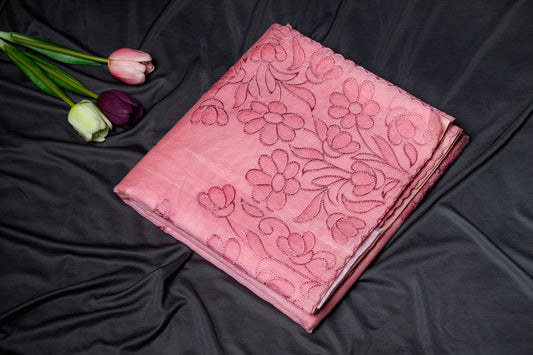 Pure Kota applique cut work saree - pink