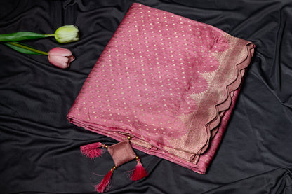 Banarasi silk mauve scallop saree