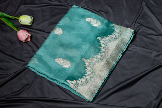 Organza silk bansarasi weave- Ice blue