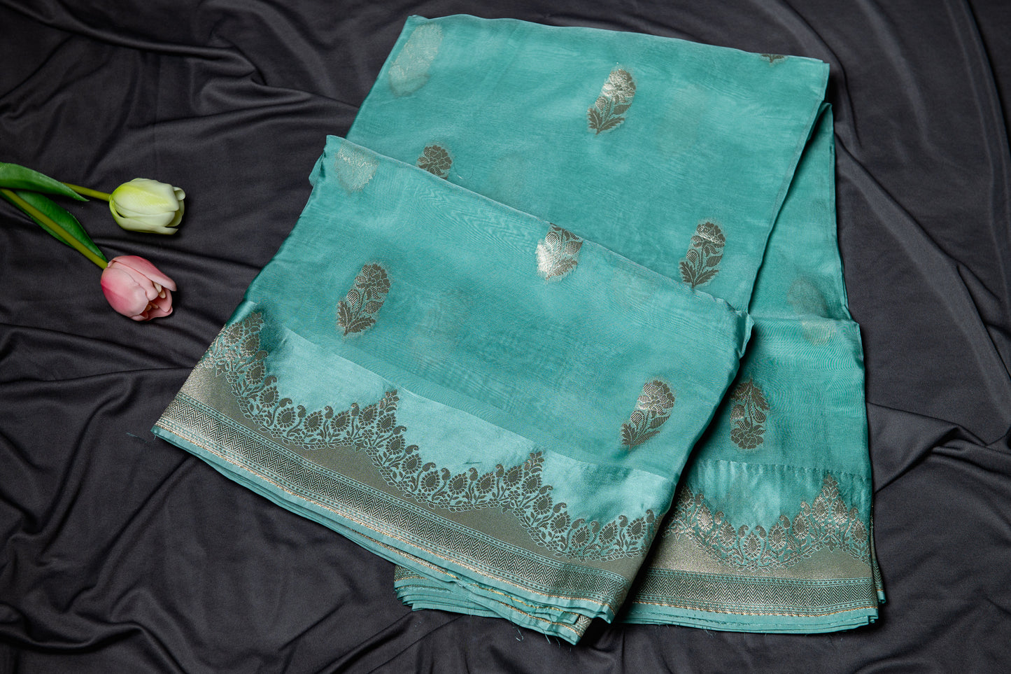 Organza silk bansarasi weave- Ice blue