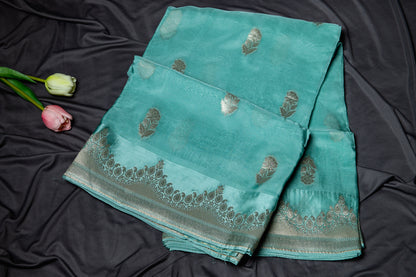 Organza silk bansarasi weave- Ice blue