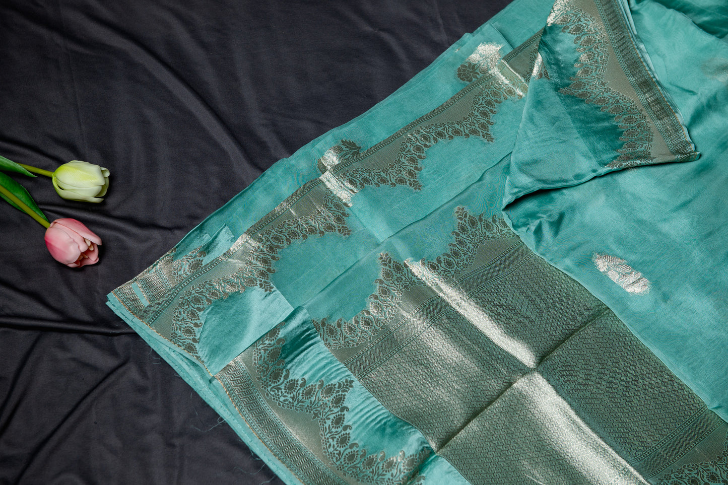 Organza silk bansarasi weave- Ice blue