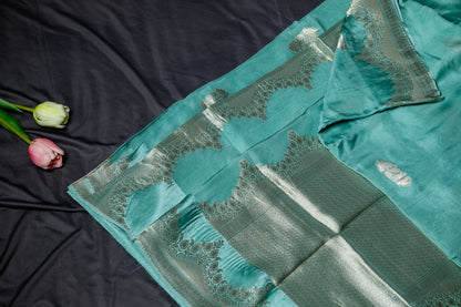 Organza silk bansarasi weave- Ice blue