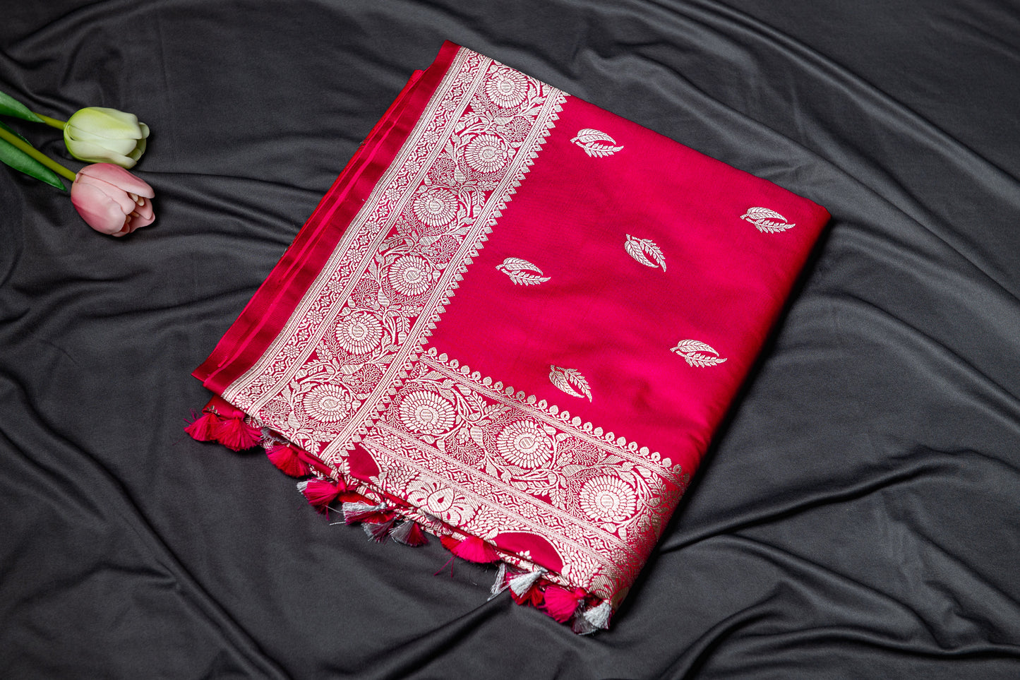 Banarasi soft mashru silk saree - Rani Pink