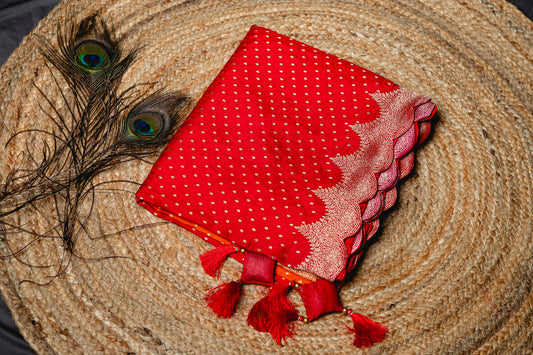 Banarasi silk ombre scallop saree