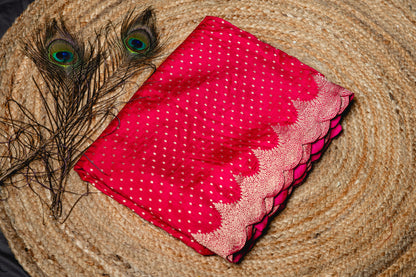 Banarasi silk pink scallop saree