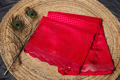 Banarasi silk pink scallop saree