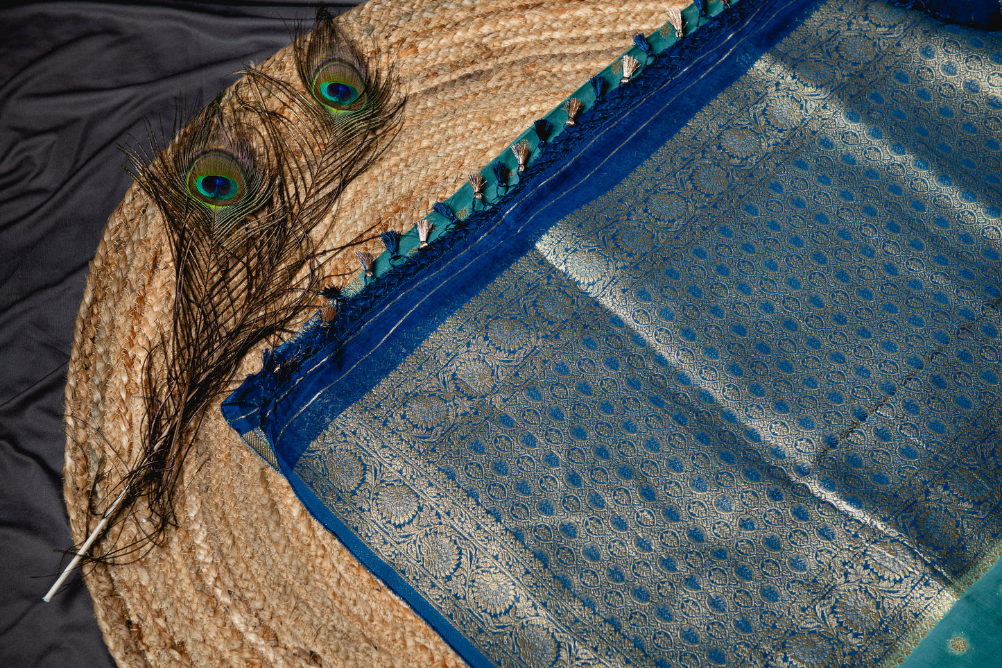 Gorgette Khaddi banarasi saree - Blue